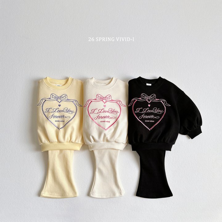 Vivid I - Korean Children Fashion - #Kfashion4kids - Ribbon Heart Bootcut Set