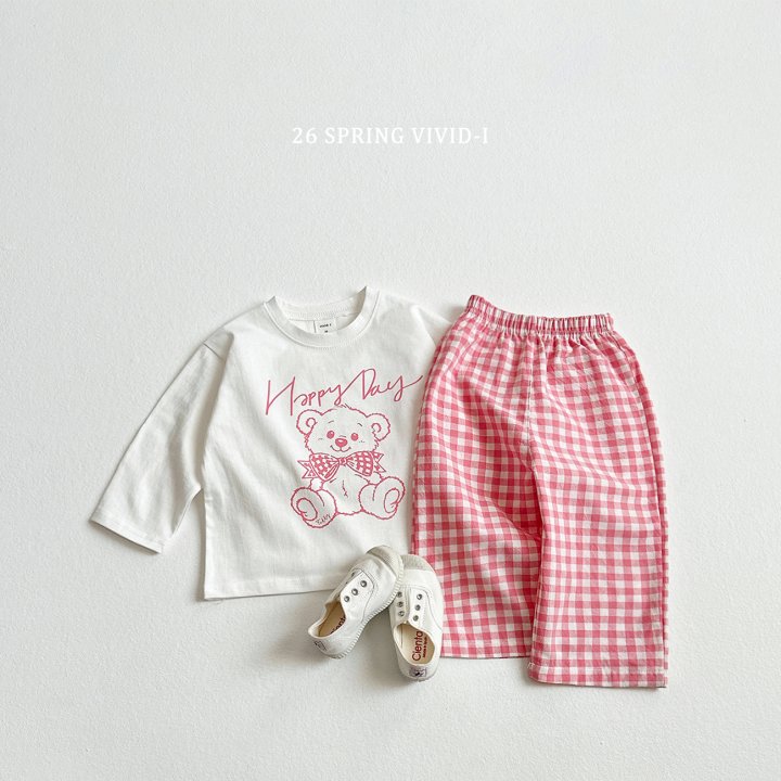 Vivid I - Korean Children Fashion - #Kfashion4kids - Happy Bear Check Set - 3