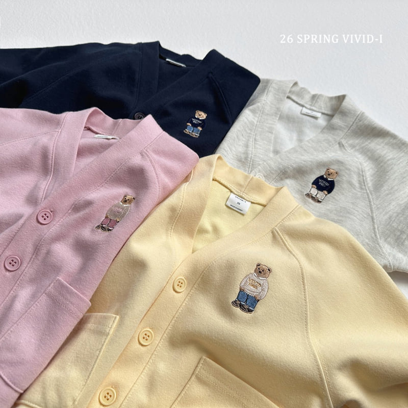 Vivid I - Korean Children Fashion - #Kfashion4kids - Bear Embroidery Pocket Cardigan - 12