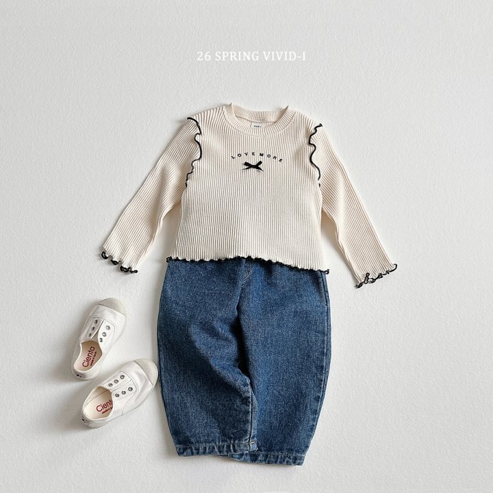 Vivid I - Korean Children Fashion - #Kfashion4kids - Ribbon Ribbed Wave Tee - 7
