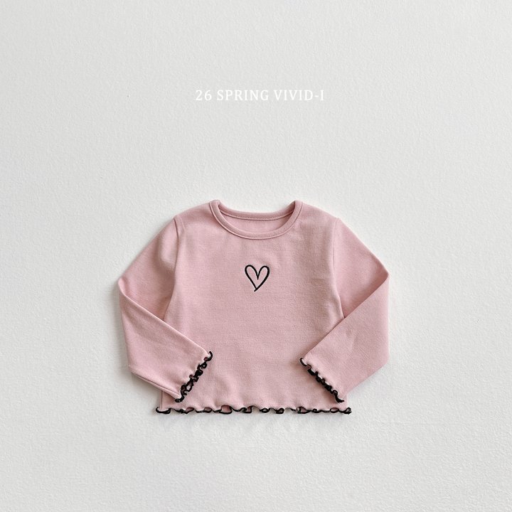 Vivid I - Korean Children Fashion - #kidzfashiontrend - Heart Embroidery Wave Tee - 4