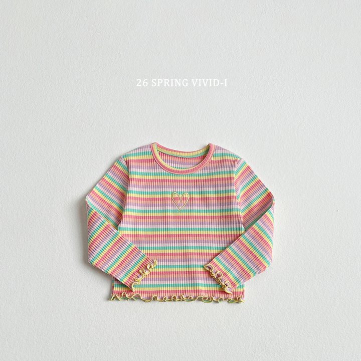 Vivid I - Korean Children Fashion - #Kfashion4kids - Heart Rainbow Ribbed Tee - 3