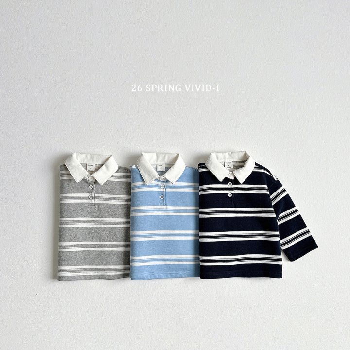 Vivid I - Korean Children Fashion - #childofig - Multi Stripe Collared Tee
