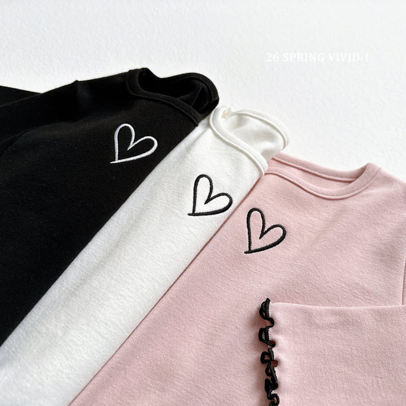 Vivid I - Korean Children Fashion - #childofig - Heart Embroidery Wave Tee - 12