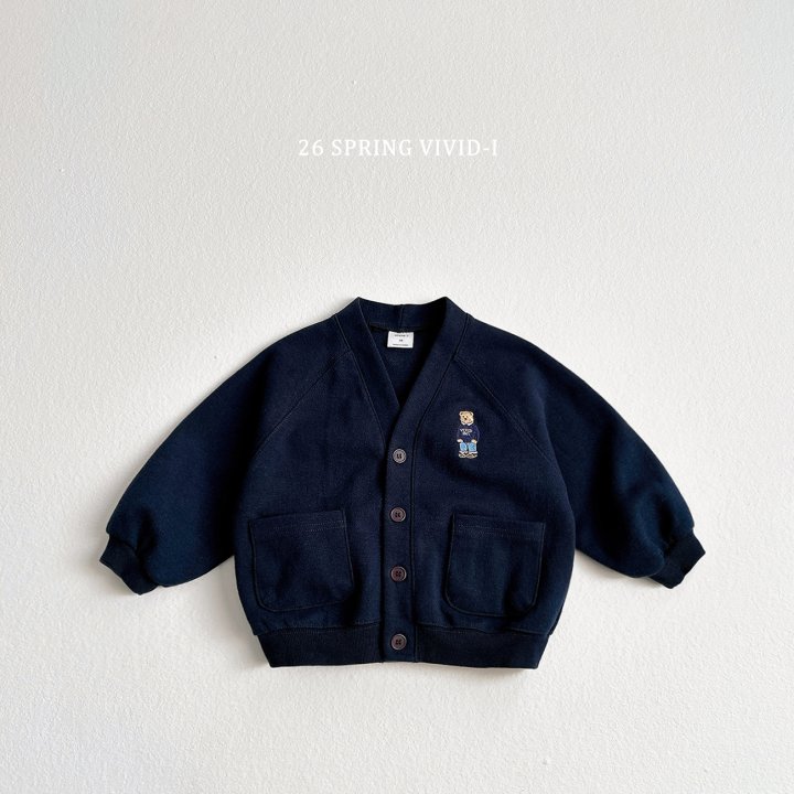 Vivid I - Korean Children Fashion - #childrensboutique - Bear Embroidery Pocket Cardigan - 5