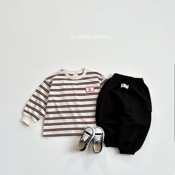 Vivid I - Korean Children Fashion - #designkidswear - Animal Label Stripe Tee - 6