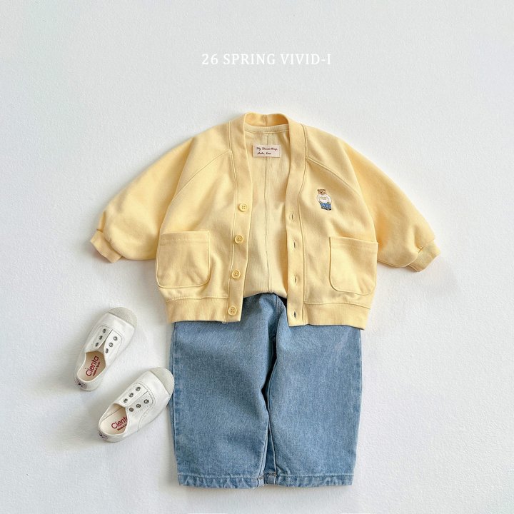 Vivid I - Korean Children Fashion - #designkidswear - Bear Embroidery Pocket Cardigan - 6