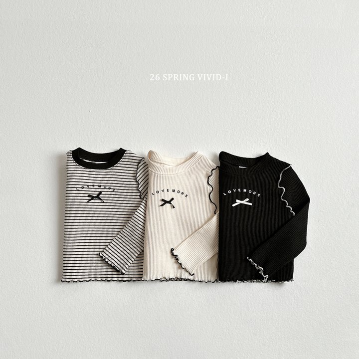 Vivid I - Korean Children Fashion - #designkidswear - Ribbon Ribbed Wave Tee