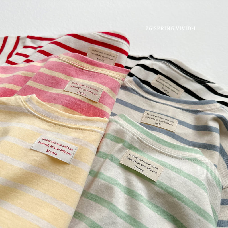 Vivid I - Korean Children Fashion - #discoveringself - Label Stripe Single Tee - 12