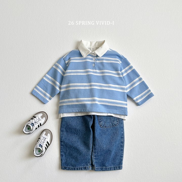 Vivid I - Korean Children Fashion - #discoveringself - Multi Stripe Collared Tee - 5