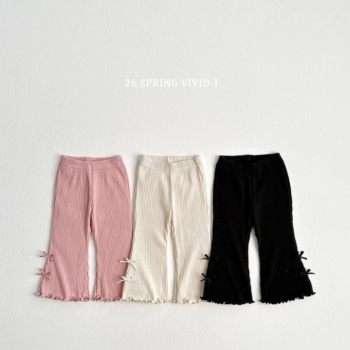 Vivid I - Korean Children Fashion - #discoveringself - Ribbon Ribbed Bootcut Pants