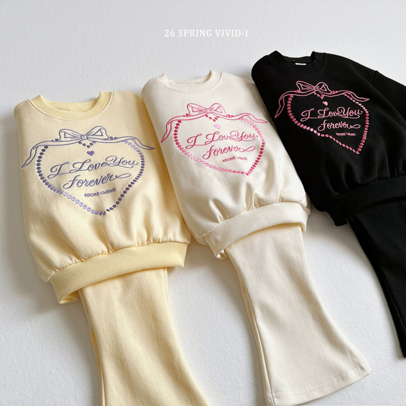 Vivid I - Korean Children Fashion - #discoveringself - Ribbon Heart Bootcut Set - 12