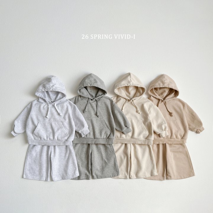 Vivid I - Korean Children Fashion - #discoveringself - Hooded Mid Pants Set
