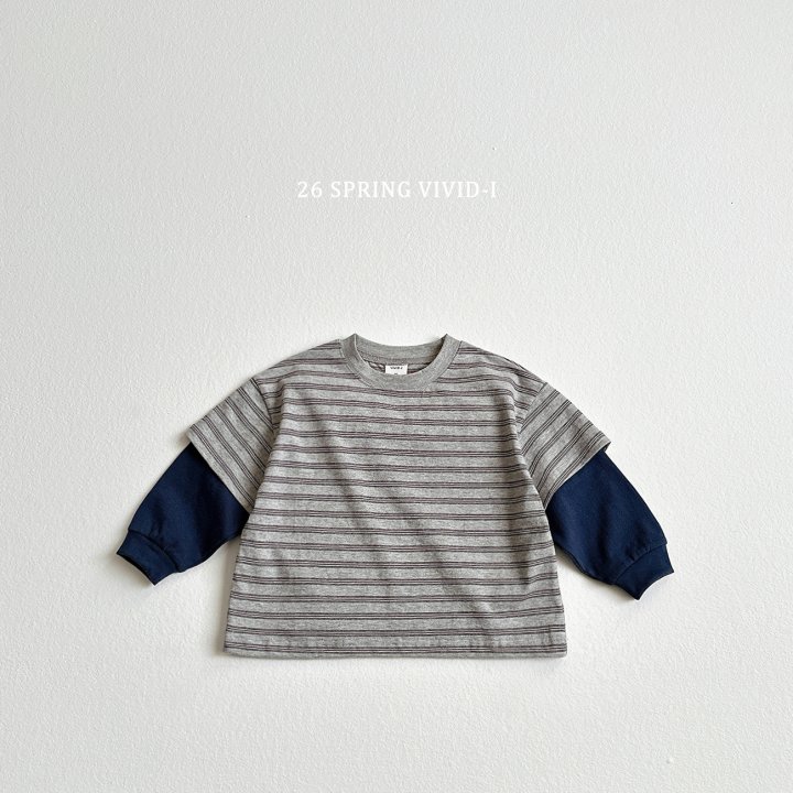 Vivid I - Korean Children Fashion - #discoveringself - Combo Stripe Layered Tee - 4