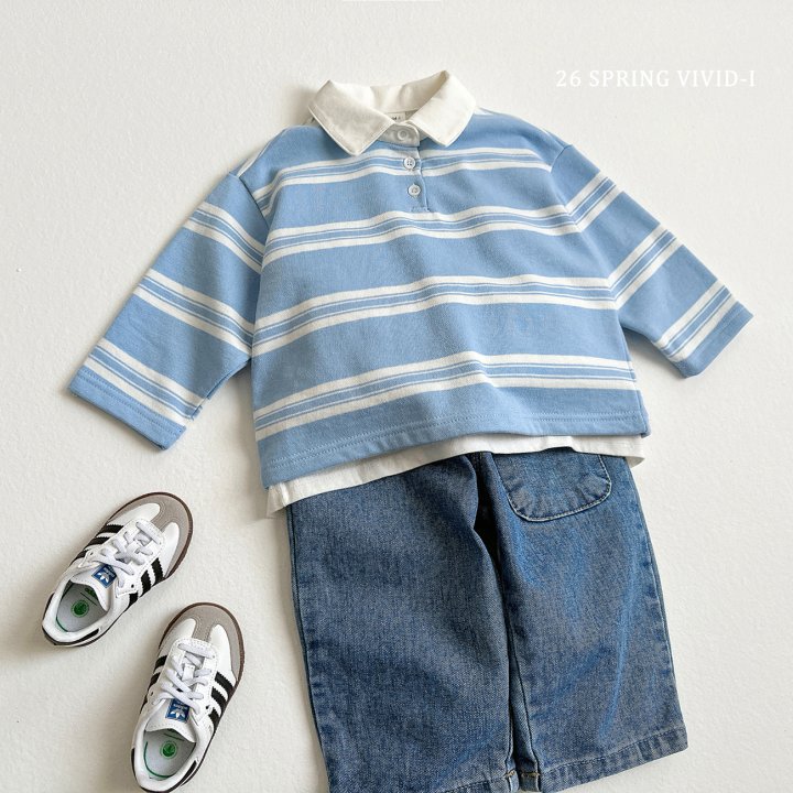 Vivid I - Korean Children Fashion - #fashionkids - Multi Stripe Collared Tee - 6