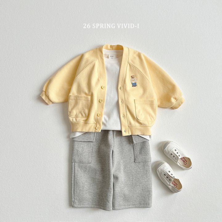Vivid I - Korean Children Fashion - #fashionkids - Bear Embroidery Pocket Cardigan - 8