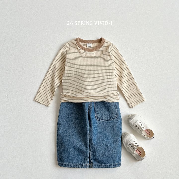 Vivid I - Korean Children Fashion - #kidsshorts - Contrast Trim Stripe Tee - 10