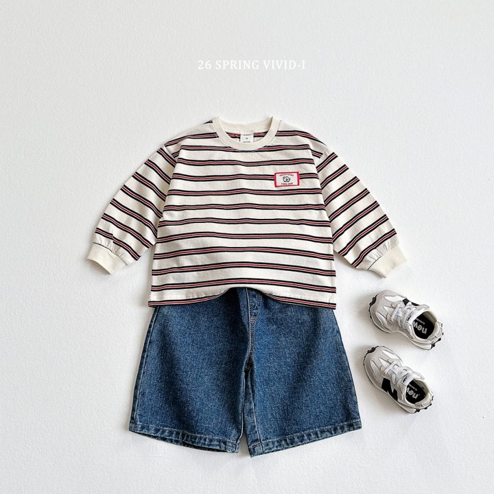 Vivid I - Korean Children Fashion - #kidsshorts - Animal Label Stripe Tee - 9