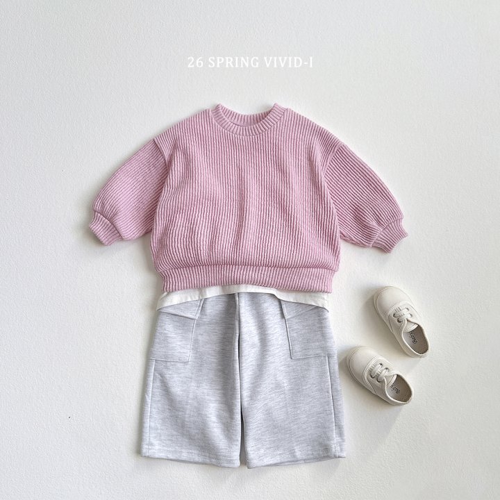 Vivid I - Korean Children Fashion - #kidsshorts - Knit Ribbed Sweatshirt - 8