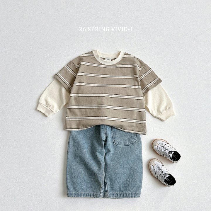 Vivid I - Korean Children Fashion - #kidsshorts - Combo Stripe Layered Tee - 5