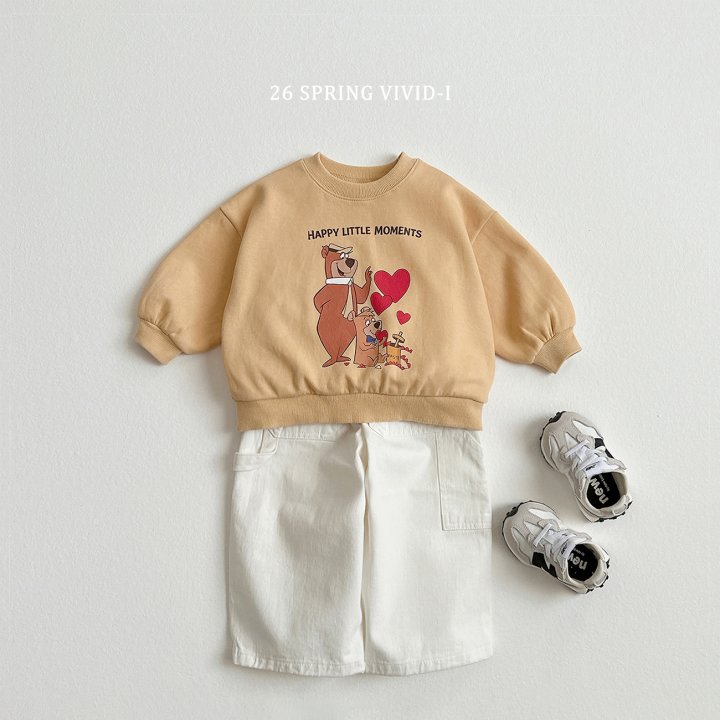 Vivid I - Korean Children Fashion - #kidsshorts - Heart Bear Sweatshirt - 9