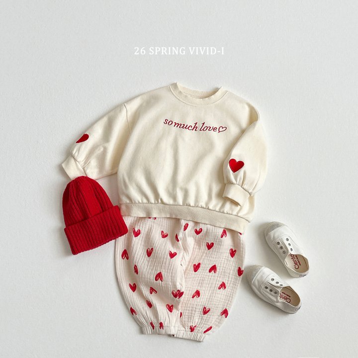 Vivid I - Korean Children Fashion - #kidsshorts - Sleeve Heart Sweatshirt - 8