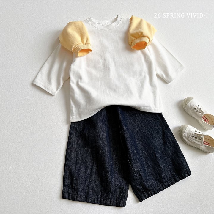 Vivid I - Korean Children Fashion - #kidsshorts - 9-Length Linen Denim Pants - 5