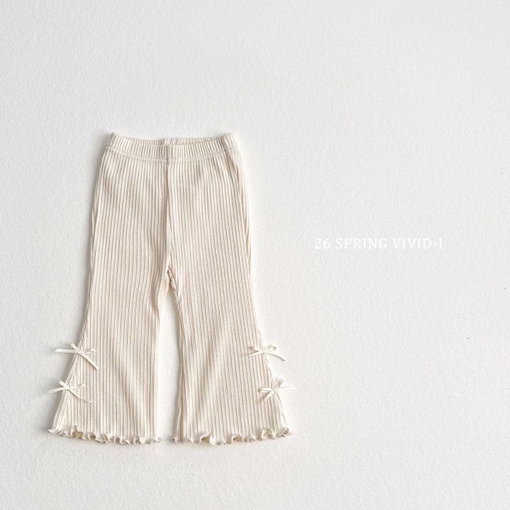 Vivid I - Korean Children Fashion - #kidsshorts - Ribbon Ribbed Bootcut Pants - 3