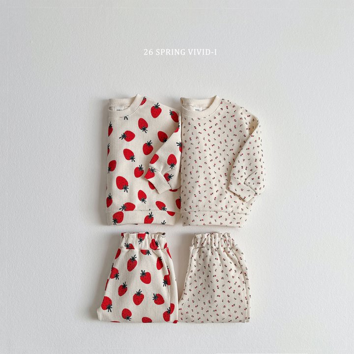 Vivid I - Korean Children Fashion - #kidsshorts - Flower Berry Waffle Set