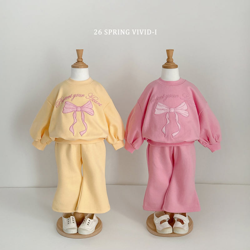 Vivid I - Korean Children Fashion - #kidsshorts - Ribbon Embroidery Bootcut Set - 12