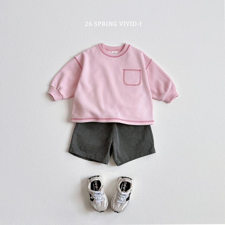 Vivid I - Korean Children Fashion - #kidsshorts - Stitch Pocket Shorts Set - 11