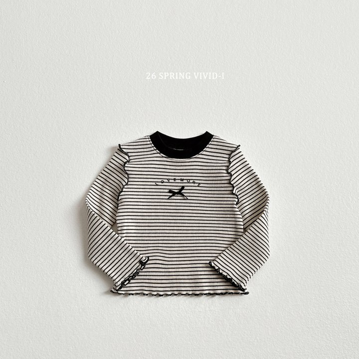Vivid I - Korean Children Fashion - #fashionkids - Ribbon Ribbed Wave Tee - 4