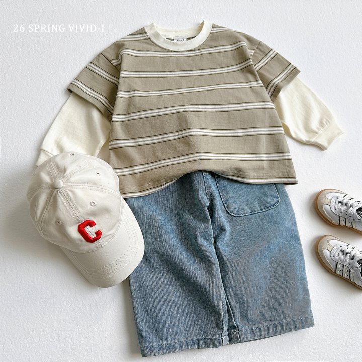 Vivid I - Korean Children Fashion - #kidsstore - Combo Stripe Layered Tee - 6