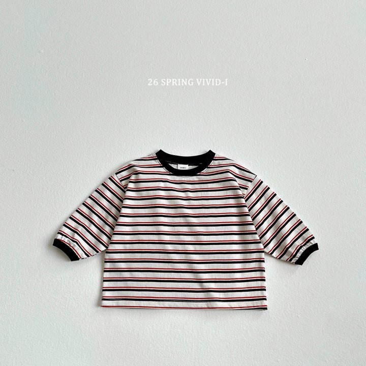 Vivid I - Korean Children Fashion - #kidsstore - Smile Multi Stripe Tee - 5
