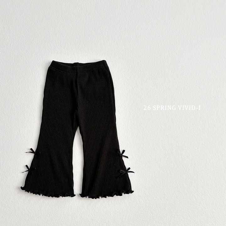 Vivid I - Korean Children Fashion - #kidsshorts - Ribbon Ribbed Bootcut Pants - 4