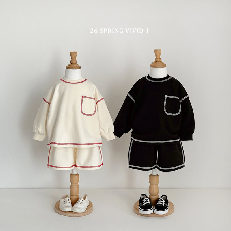 Vivid I - Korean Children Fashion - #kidsstore - Stitch Pocket Shorts Set - 12
