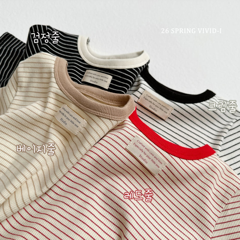 Vivid I - Korean Children Fashion - #kidzfashiontrend - Contrast Trim Stripe Tee - 12