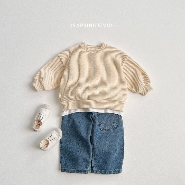 Vivid I - Korean Children Fashion - #kidzfashiontrend - Knit Ribbed Sweatshirt - 10