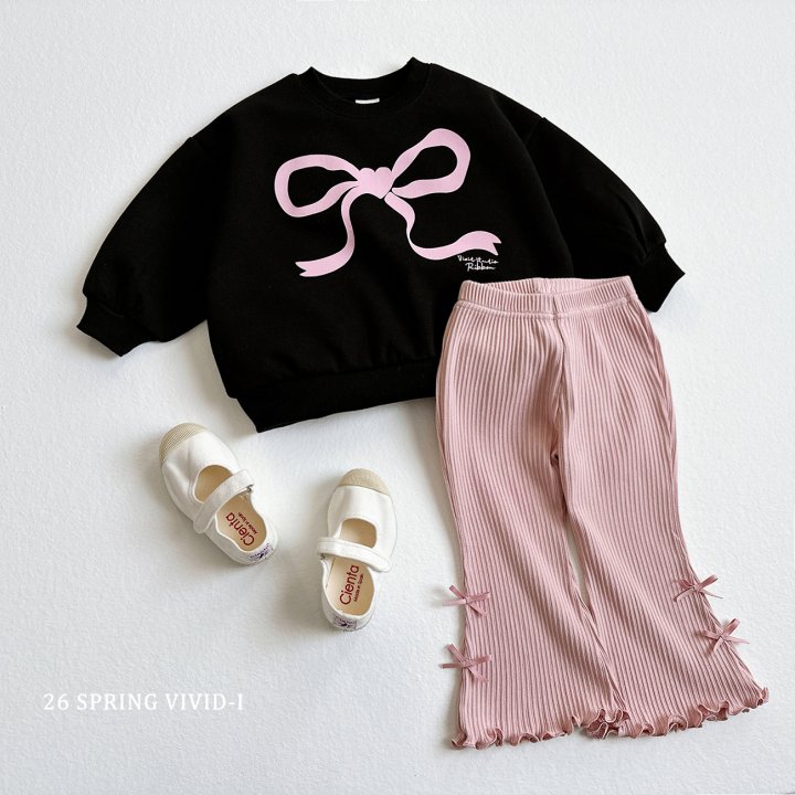 Vivid I - Korean Children Fashion - #kidzfashiontrend - Ribbon Ribbed Bootcut Pants - 5