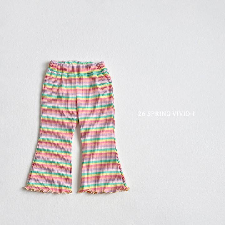 Vivid I - Korean Children Fashion - #kidzfashiontrend - Rainbow Bootcut Pants - 3