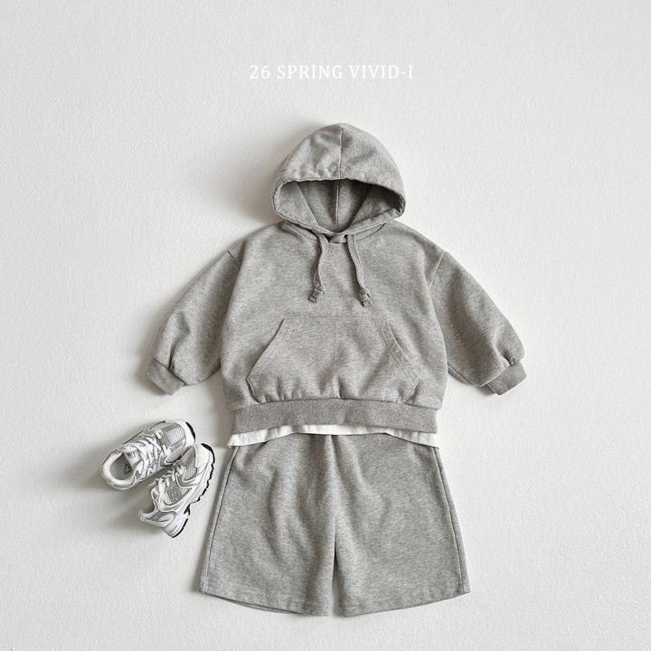 Vivid I - Korean Children Fashion - #kidzfashiontrend - Hooded Mid Pants Set - 5