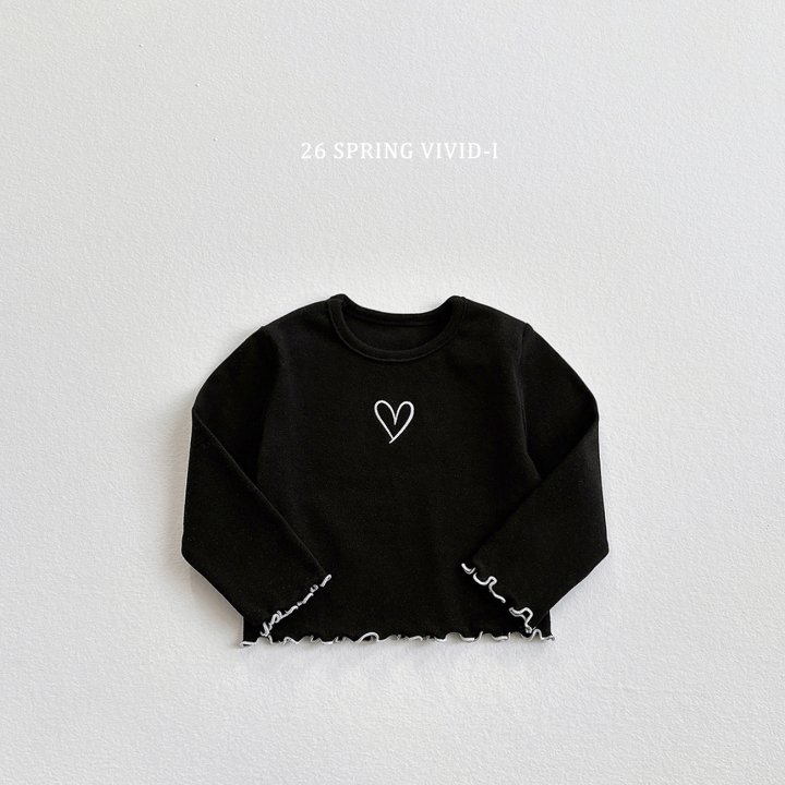 Vivid I - Korean Children Fashion - #kidzfashiontrend - Heart Embroidery Wave Tee - 3