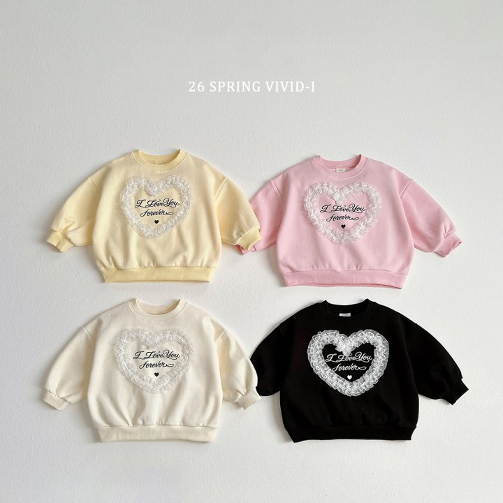 Vivid I - Korean Children Fashion - #littlefashionista - Heart Lace Sweatshirt