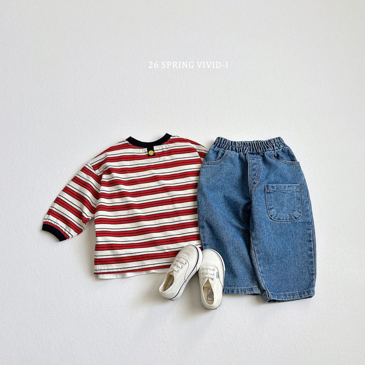 Vivid I - Korean Children Fashion - #littlefashionista - Smile Multi Stripe Tee - 8