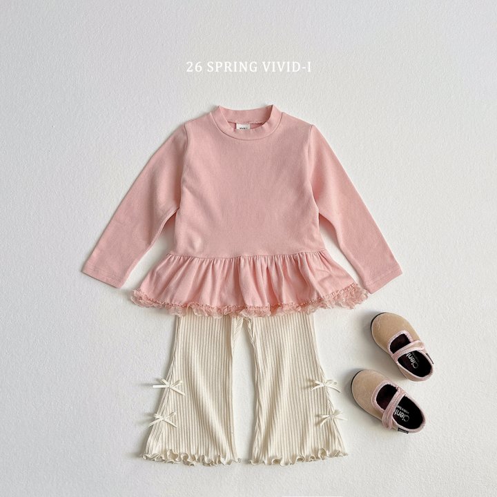 Vivid I - Korean Children Fashion - #littlefashionista - Ribbon Ribbed Bootcut Pants - 7