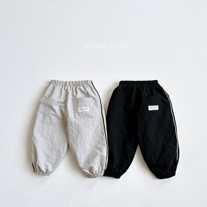 Vivid I - Korean Children Fashion - #littlefashionista - Label Nylon Jogger Pants