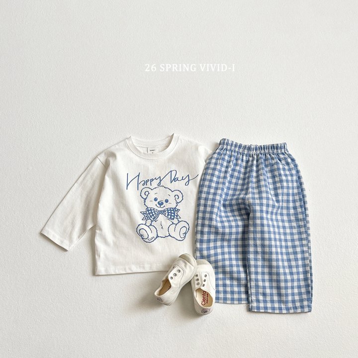 Vivid I - Korean Children Fashion - #Kfashion4kids - Happy Bear Check Set - 4
