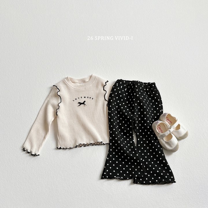 Vivid I - Korean Children Fashion - #littlefashionista - Ribbon Ribbed Wave Tee - 8