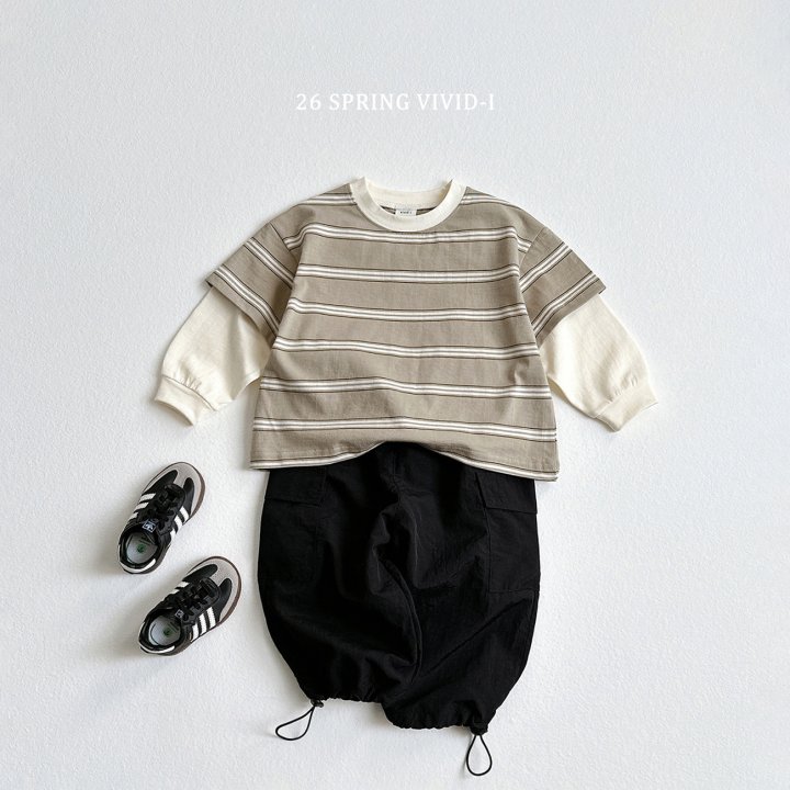 Vivid I - Korean Children Fashion - #magicofchildhood - Combo Stripe Layered Tee - 10