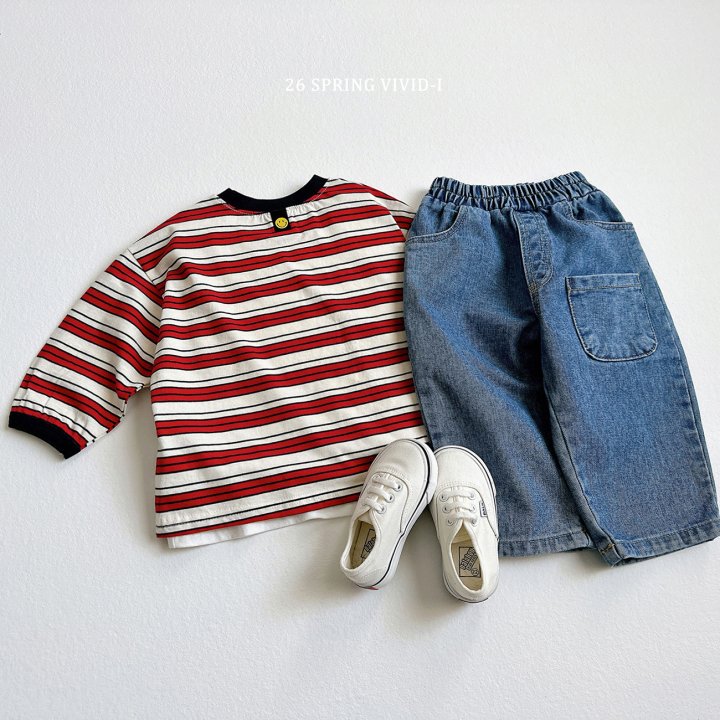 Vivid I - Korean Children Fashion - #magicofchildhood - Smile Multi Stripe Tee - 9